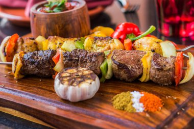 Oriental Egypian Kebab Barbeque food shots, Photo is selective focus with shallow depth of field, taken At Cairo Egypt