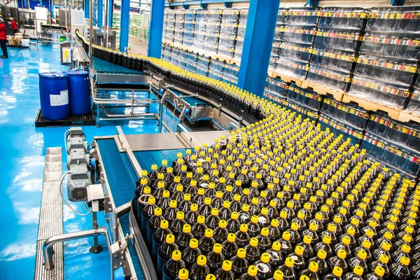 Big Cola factory, manufacture steps, shot is selective focus with shallow depth of field. Photos taken at Cairo Egypt on 21 January 2016