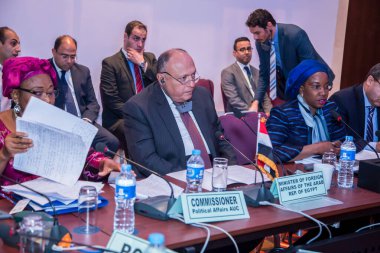 Mısır Dışişleri Bakanı Bay Sameh Shoukry, 14 Aralık 2017 tarihinde Kahire Mısır 'da Sheraton Hotel' de düzenlenen Afrika Birliği Konferansına katıldı.