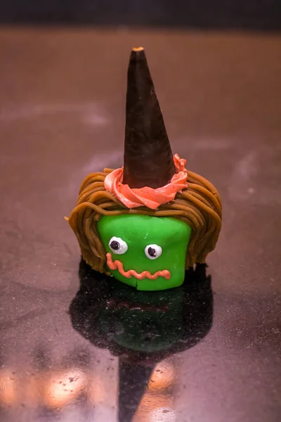 Pastel Halloween Postre Fotografía Alimentos Toma Arte Foto Enfoque Selectivo —  Fotos de Stock