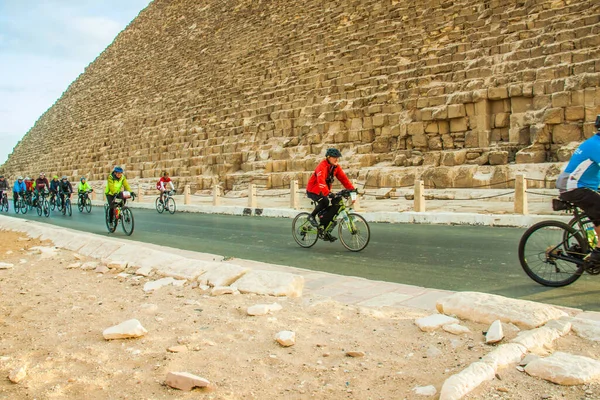 Тур Afrique Велосипеды Ездить Каир Кейптаун Съемки Каире Египет Января — стоковое фото