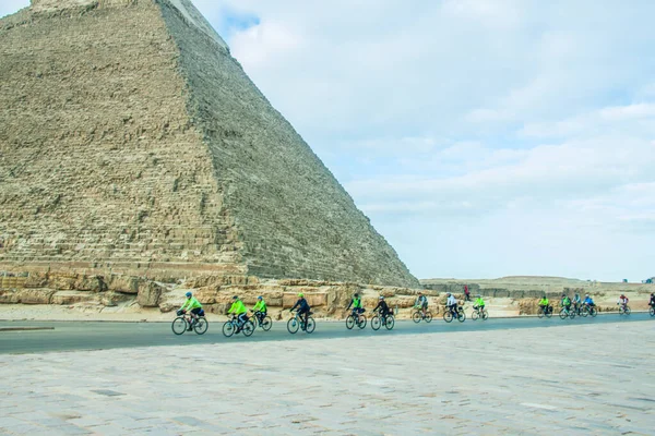 Тур Afrique Велосипеды Ездить Каир Кейптаун Съемки Каире Египет Января — стоковое фото