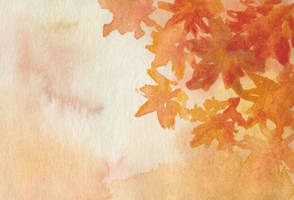 Watercolor Illustration Hand Painted Abstract Background Orange Yellow Brown Maple — Fotografia de Stock