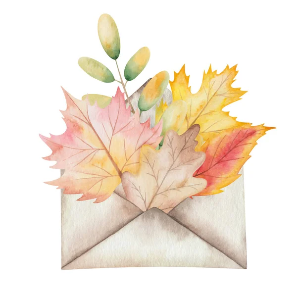 Watercolor Illustration Hand Painted Tree Leaves Autumn Yellow Red Colors — Stock Photo, Image