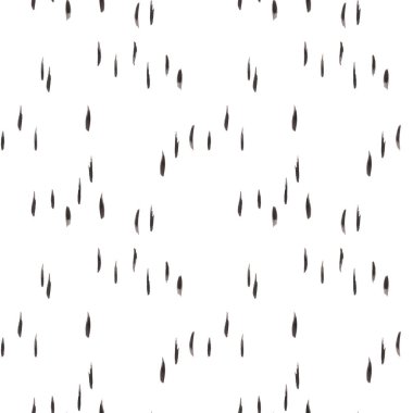 Watercolor seamless pattern from hand painted illustration of abstract ornament from small black lines in doodle style. Monochrome print on white background for design postcards, fabric textile