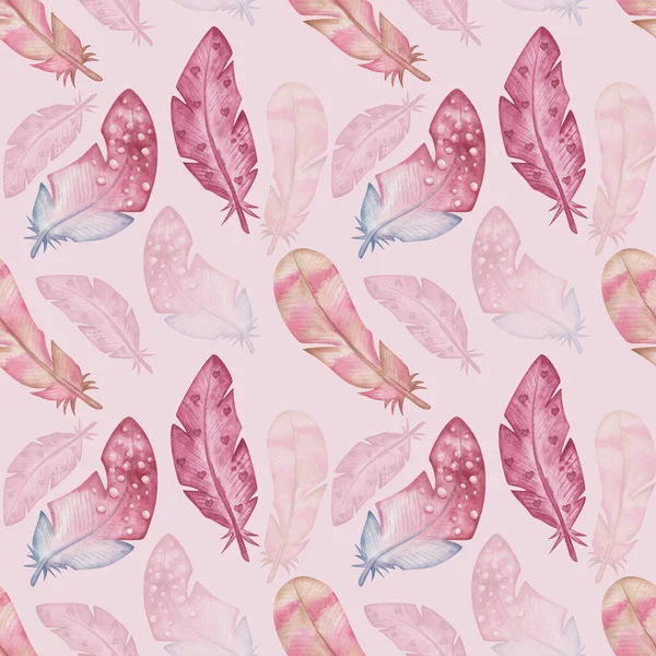 Watercolor Seamless Pattern Hand Painted Illustration Pink Blue Brown Wild — 스톡 사진