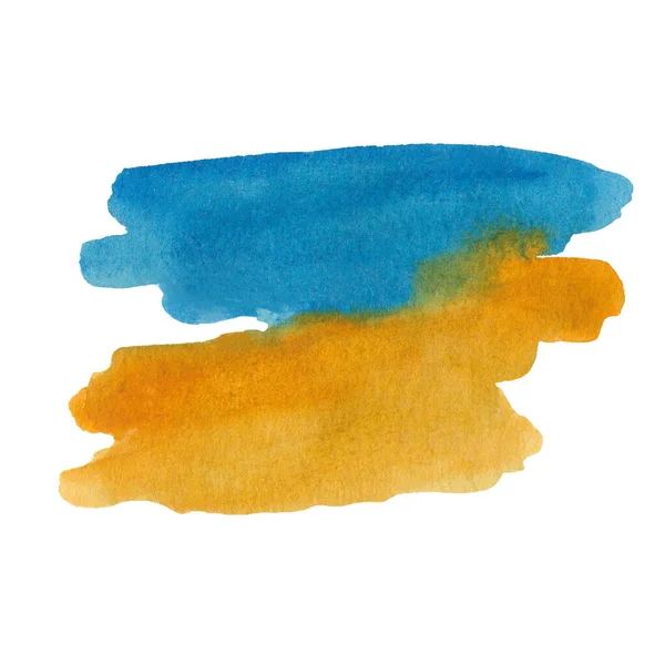 Watercolor Illustration Hand Painted Blue Yellow Abstract Flag Ukraine Isolated — Fotografia de Stock