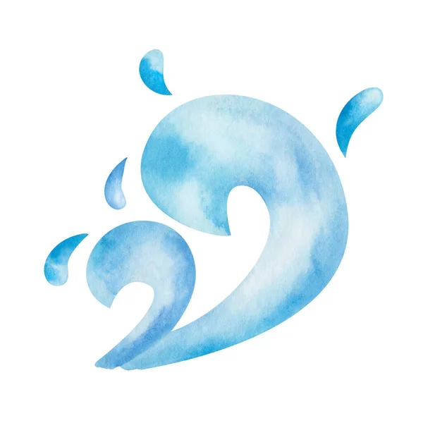 Watercolor Illustration Hand Painted Ocean Sea Waves Blue Splash Water — Stockfoto