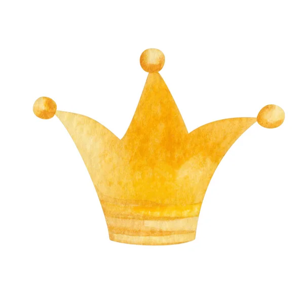 Watercolor Illustration Hand Painted Golden Crowns Queens Kings Royal Jewelry — Stockfoto