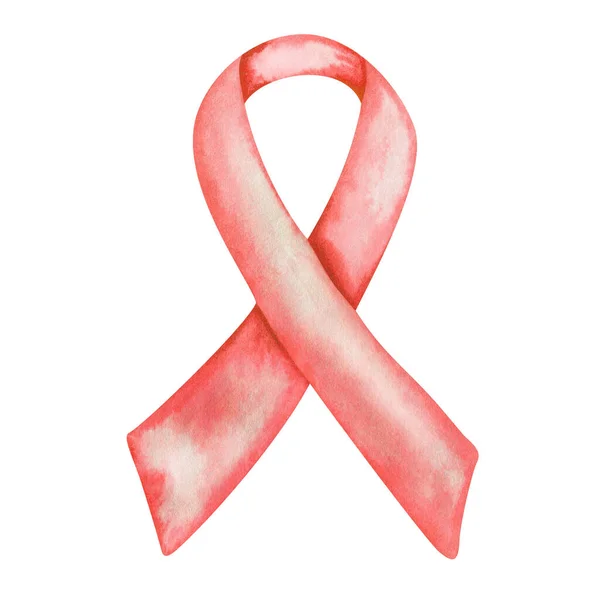 手描きの赤いリボンの水彩イラスト 12月1日世界エイズデーのコンセプトシンボル 医療ケアサイン隔離されたデザインクリップアートバナー ポスターのための要素 — ストック写真