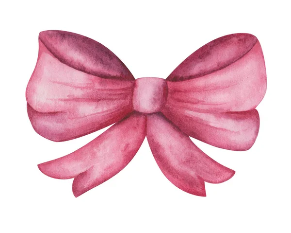 Акварельная Иллюстрация Раскрашенного Вручную Розового Пухлого Галстука Модный Аксессуар Маленьких — стоковое фото