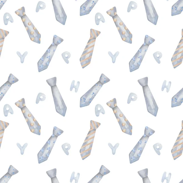 Aquarell Nahtloses Muster Aus Handgemalter Illustration Von Grauen Männern Krawatten — Stockfoto