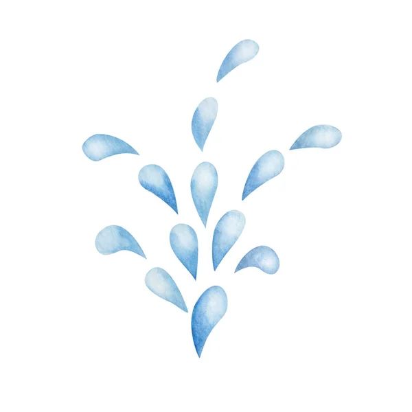 Akwarela Ilustracja Ręcznie Malowane Ocean Fale Morskie Niebieski Plusk Wody — Zdjęcie stockowe
