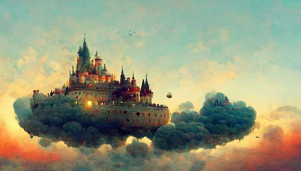 Floating Castle Perfect Concept Art Any Creative Project Games Films — Stock Fotó