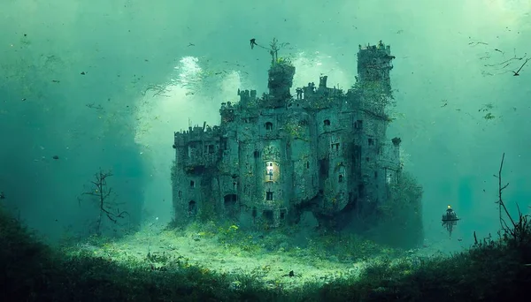 Underwater Castle Perfect Concept Art Any Creative Project Games Films — ストック写真