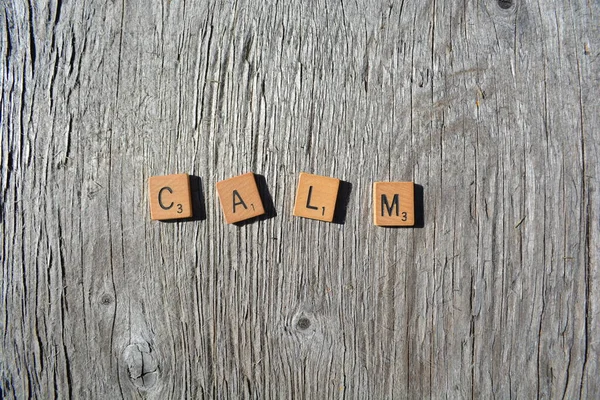 Motivational Scrabble Word Art Old Wood Backing — Stockfoto