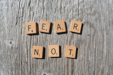 Motivational scrabble word art on old wood backing
