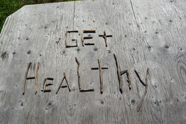 Motivational Twig Word Art Old Wood Backing — Stock Photo, Image