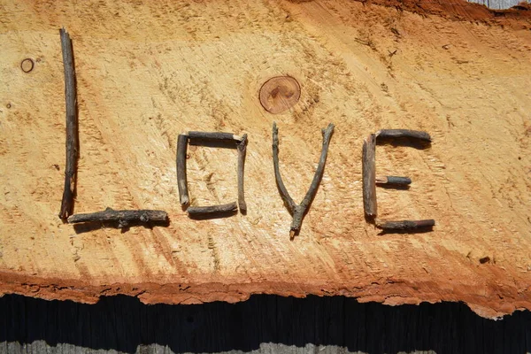 Motivational twig word art on old wood backing