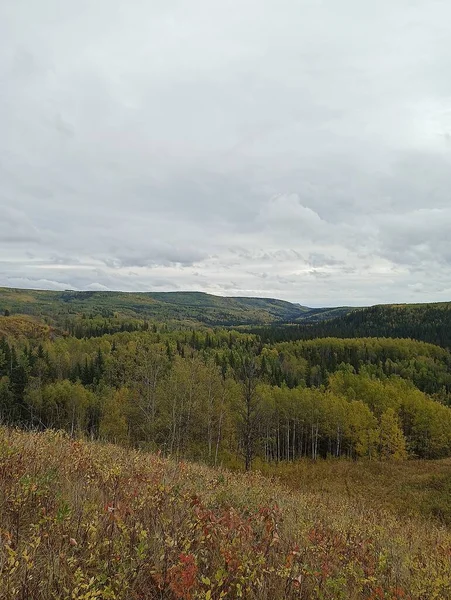 beautiful autumn scene with hills and fall colors northern bc