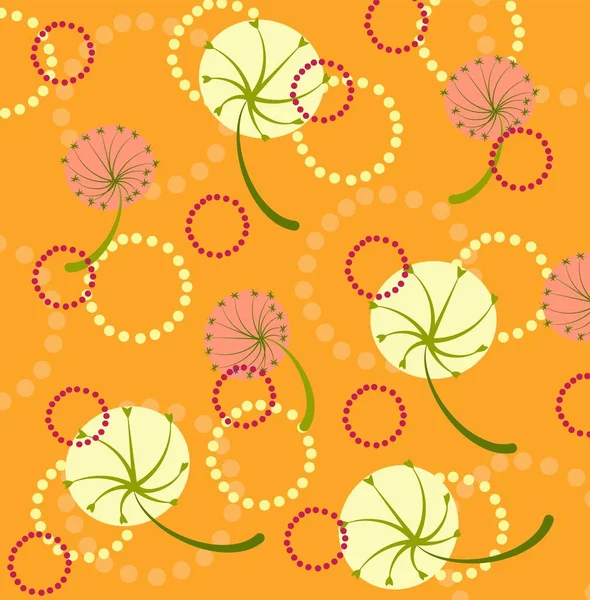 Retro Couleur Orange Jaune Motif Fleurs Des Années Motif Floral — Image vectorielle