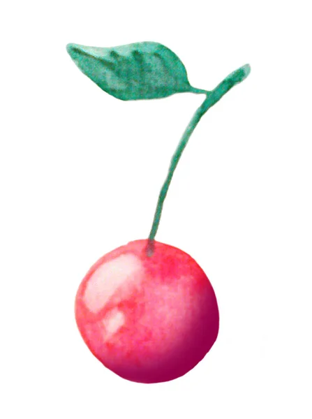 Pittura Acquerello Disegnata Mano Sfondo Bianco Illustrazione Frutti Ciliegio Rosso — Foto Stock