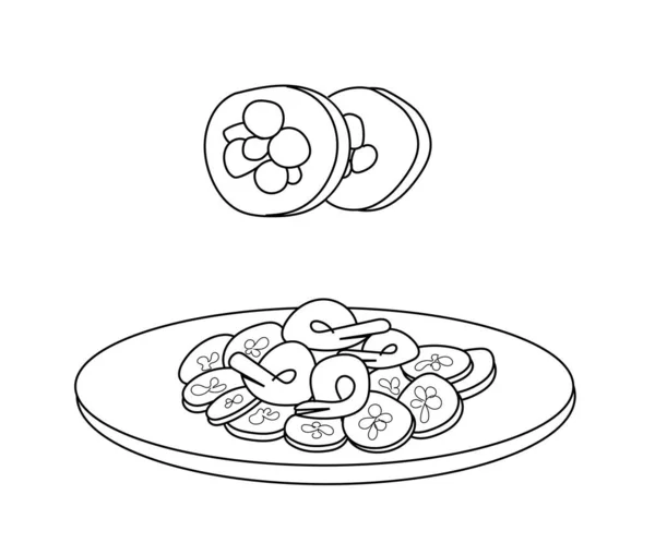 日本色拉 背景为白色 带有日本风格的黄瓜和虾仁 健康饮食 菜单设计 咖啡店 横幅的独立物件 — 图库矢量图片