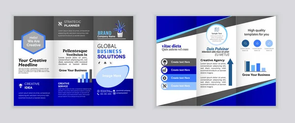 Modern Trifold Business Leaflet Brochure Corporate Minimalist Folding Layout Creative — Stock Vector