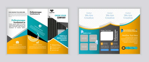 Modern Trifold Business Leaflet Brochure Corporate Minimalist Folding Layout Creative — Stock Vector