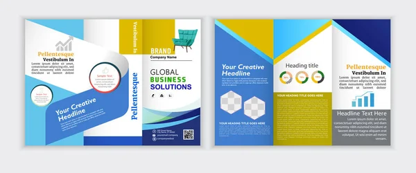 Modern Trifold Business Leaflet Brochure Corporate Minimalist Folding Layout Creative — Stock Vector