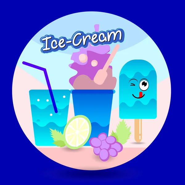 Ice Creams Set Vector Illustration Vector Cone Chocolate Ice Cream — Stock Vector