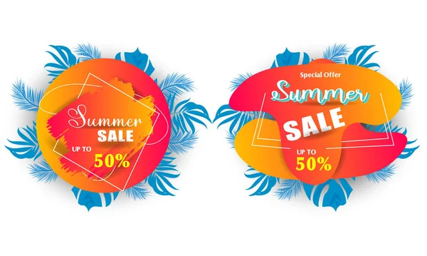 Hello Summer Holiday Beach Holiday Theme Horizontal Banner Summer Vacation — Vector de stock