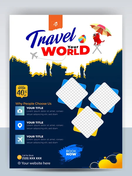 Modernes Reiseprospektdesign Für Firmenreisen Sommerurlaub Tourismus Broschüre Vorlage Weltreisen Flyer — Stockvektor
