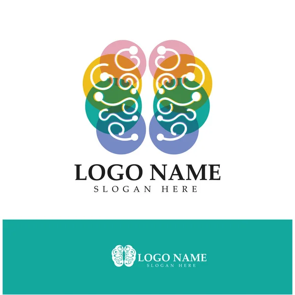 Brain Logo Ontwerpt Concept Vector Health Brain Pulse Logo Brain — Stockfoto