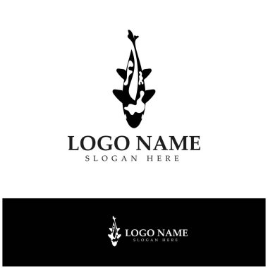 Koi balığı logo tasarım vektör şablonu
