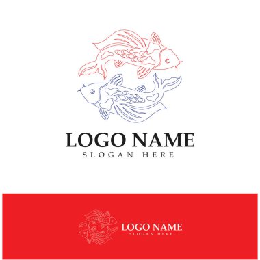 Koi balığı logo tasarım vektör şablonu