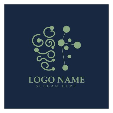  Beyin logosu konsept vektörü, Sağlık Beyni Nabzı logosu, Beyin Bakımı logo şablonu vektörü dizayn eder