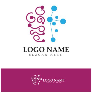  Beyin logosu konsept vektörü, Sağlık Beyni Nabzı logosu, Beyin Bakımı logo şablonu vektörü dizayn eder