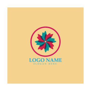 Çiçek logosu vektör çizim şablonu