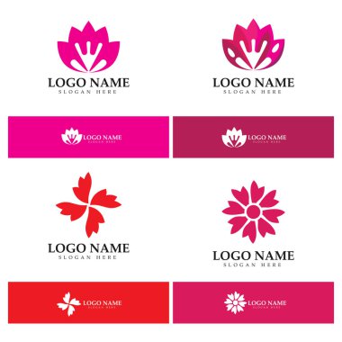  Çiçek logosu vektör çizim şablonu