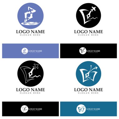 travel blog logo of airplane pen and book illustration design vector icon template