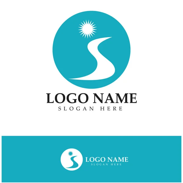 Flod Logo Vektor Ikon Illustration Design Mall — Stock vektor