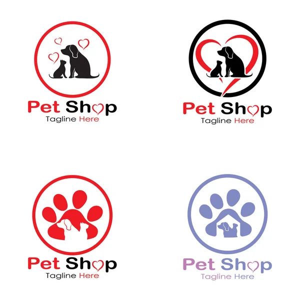 Pet Shop Logo Design Icon Illustration Template Vector Modern Concept — Vetor de Stock