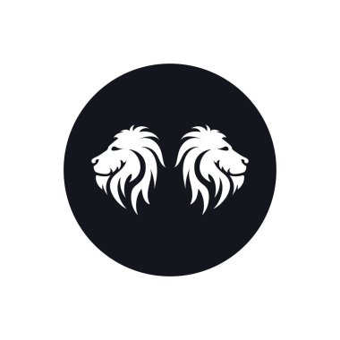 Lion King logo vektör çizimi. Altın Aslan Kral baş işareti konsepti. Siyah arkaplan izole edilmiş.