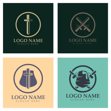 Kalkan vektör simgesi olan kanatlı kılıç.