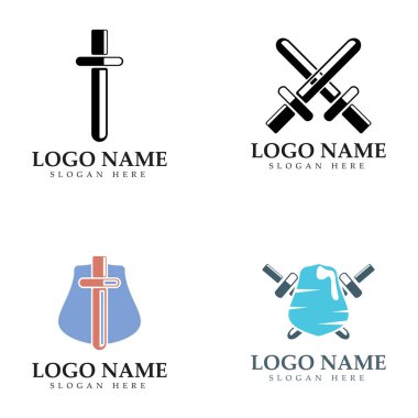 Kalkan vektör simgesi olan kanatlı kılıç.