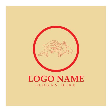 Koi balığı logo tasarım vektör şablonu