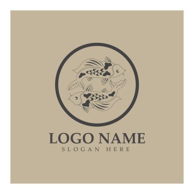 Koi balığı logo tasarım vektör şablonu