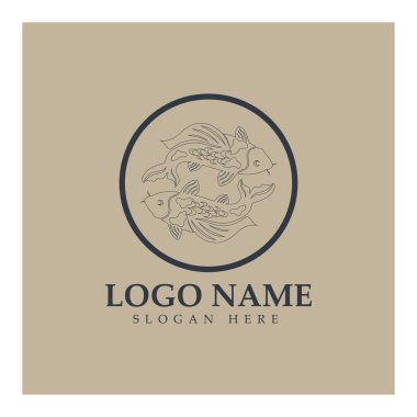 Koi balığı logo tasarım vektör şablonu