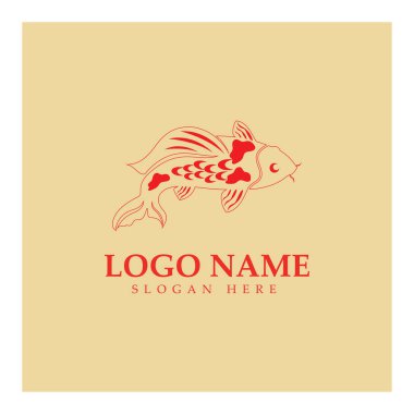 Koi balığı logo tasarım vektör şablonu